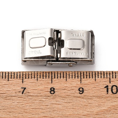 Tarnish Resistant Rectangle 201 Stainless Steel Watch Band Clasps STAS-N076-09-1
