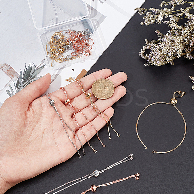 12Pcs 3 Colors Brass Box Chain Bracelet KK-NB0002-64-1