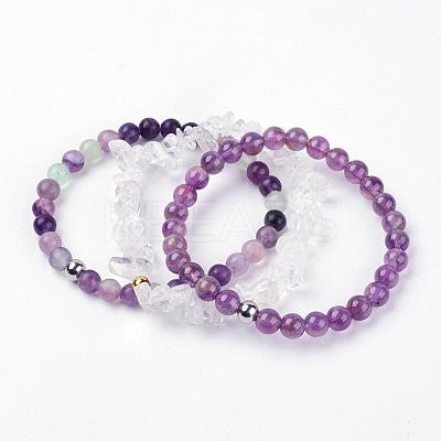 Natural Mixed Gemstone Stretch Bracelets BJEW-JB03365-1