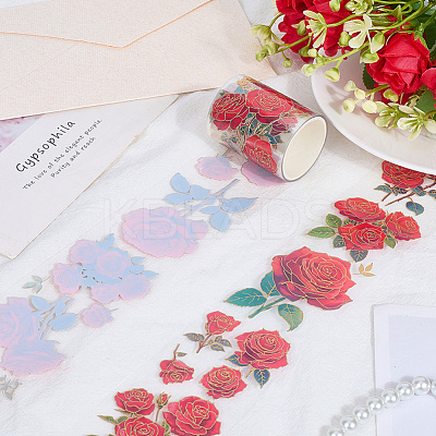 2Rolls 2 Colors Flower Pattern Planner Stickers PET Adhesive Tape DIY-CN0001-42A-1