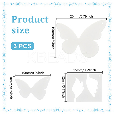 3Pcs 3 Styles Acrylic Quilting Templates AJEW-DR0001-72-1