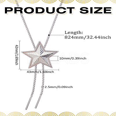 1Pc Adjustable Zinc Alloy Star Lariat Necklaces for Women NJEW-LP0009-10-1