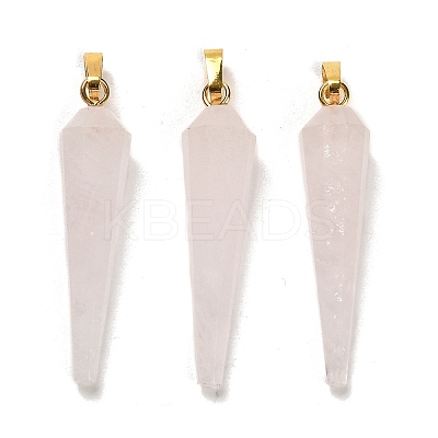 Natural Rose Quartz Pointed Pendants G-D089-01G-06-1