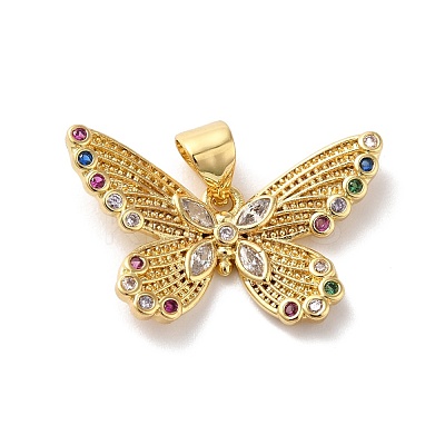 Rack Plating Brass Micro Pave Cubic Zirconia Pendants KK-A160-10G-1