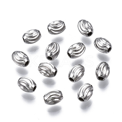 Tarnish Resistant 201 Stainless Steel Corrugated Beads STAS-S117-015A-1