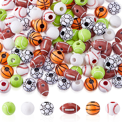120Pcs 6 Styles Craft Style Acrylic Beads MACR-DC0001-19-1