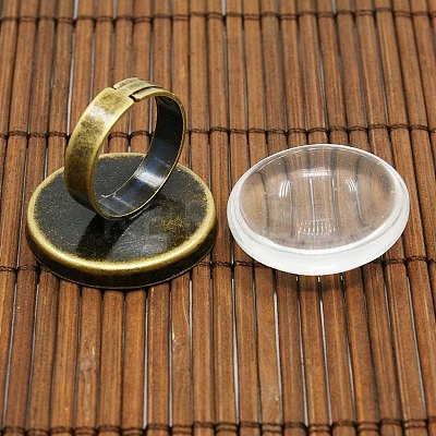 25mm Transparent Clear Domed Glass Cabochon Cover for Brass Portrait Ring Making KK-X0016-NF-1