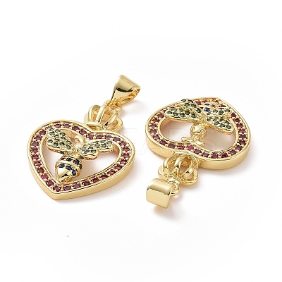 Brass Cubic Zirconia Pendants ZIRC-I062-20G-1