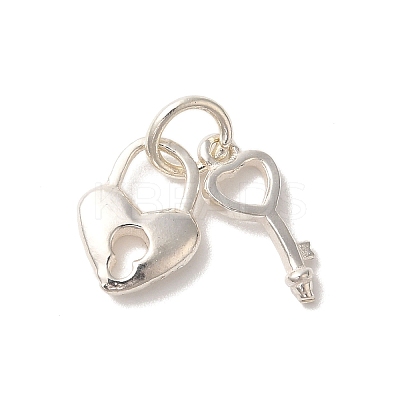 925 Sterling Silver Key & Heart Lock Charms with 925 Stamp and Jump Rings FIND-U013-04S-1