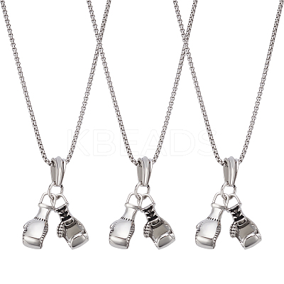 4Pcs Alloy Gloves Pendant Necklaces NJEW-UN0001-62AS-1