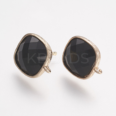 Brass Micro Pave Cubic Zirconia Stud Earring Findings ZIRC-G123-02-1