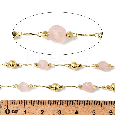 Handmade Rose Quartz Faceted Round Beaded Chains CHC-F021-01G-07-1