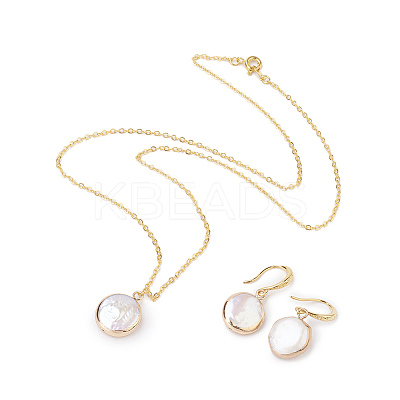 Plated Natural Baroque Pearl Keshi Pearl Beads Jewelry Sets SJEW-JS00977-1