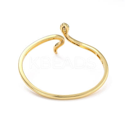 Green Cubic Zirconia Snake Wrap Cuff Bangle BJEW-I298-02G-1