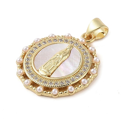 Brass Micro Pave Clear Cubic Zirconia Pendants KK-Q813-16E-G-1