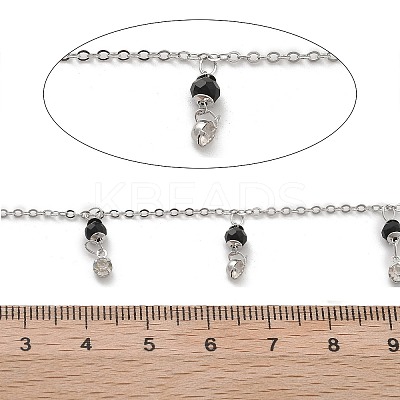 Handmade Brass Glass Beads & Rhinestone Chains CHC-L051-02P-1