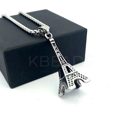 Vintage Paris Eiffel Tower Pendant 304 Stainless Steel Men’s Necklaces EO0985-1