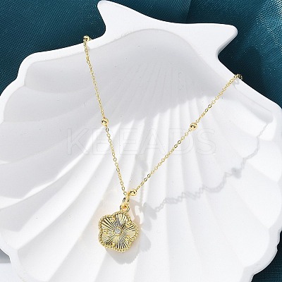 Brass Micro Pave Clear Cubic Zirconia Pendants Necklaces NJEW-M088-03G-01-1