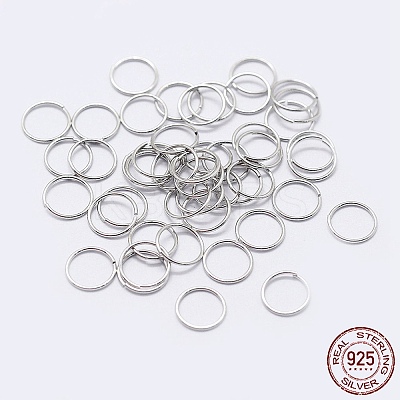Anti-Tarnish Rhodium Plated 925 Sterling Silver Saw Cut Open Jump Rings STER-F036-02P-0.9x7mm-1