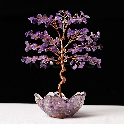Natural Amethyst Chips Tree of Life Decorations PW-WGCA097-04-1