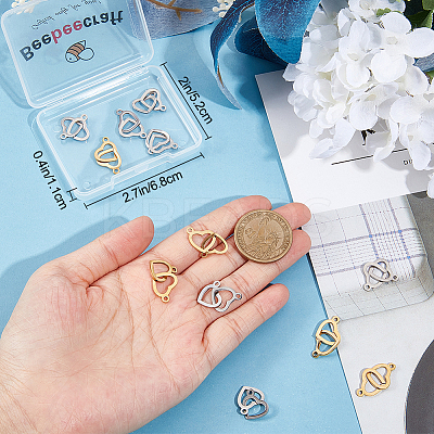 12Pcs 2 Colors 304 Stainless Steel Connector Charms STAS-BBC0002-20-1