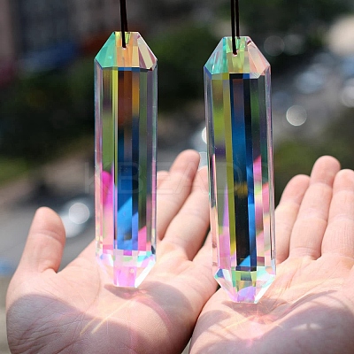 Glass Rectangle Pendant Decorations PW-WG15366-01-1
