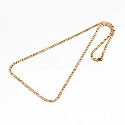 304 Stainless Steel Mother-Son Figaro Chain Necklaces NJEW-E026-10G-1