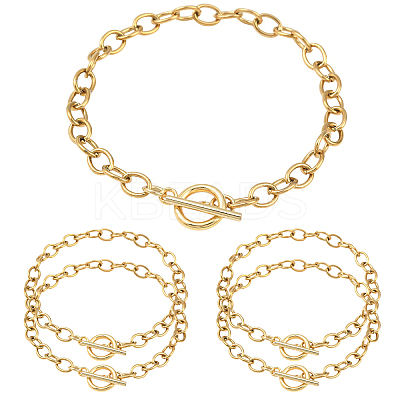 5Pcs 304 Stainless Steel Chain Bracelets BJEW-YW00017-01-1