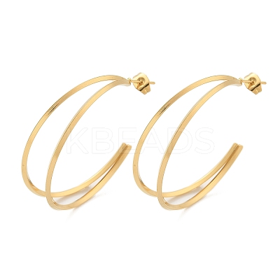 Ion Plating(IP) 304 Stainless Steel C-Shaped Stud Earrings for Women EJEW-M089-04G-1