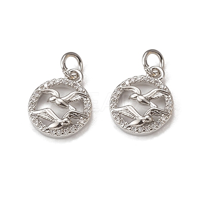 Brass Micro Pave Cubic Zirconia Bird Charms KK-E068-VB013-1