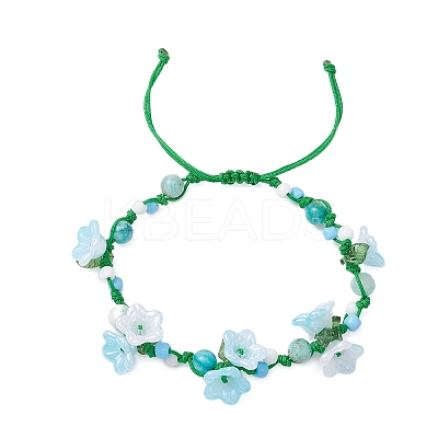 Flower Natural Hemimorphite Braided Bracelets for Women BJEW-TA00625-02-1