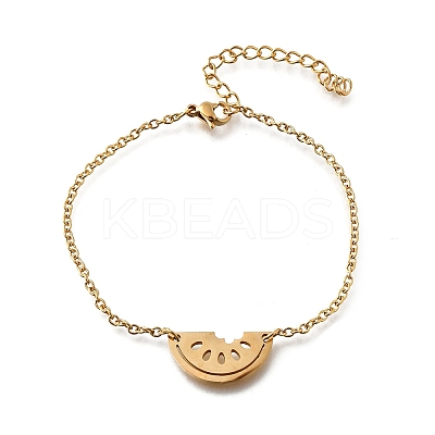 Funny 201 Stainless Steel  Watermelon Link Bracelets BJEW-B128-01G-1