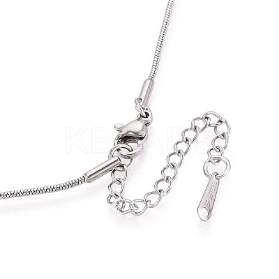 1.2MM 304 Stainless Steel Oval Beads Snake Chain Necklaces NJEW-N058-14P-1