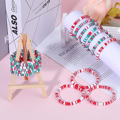 Handmade Polymer Clay Heishi Surfer Stretch Bracelets Set BJEW-SW00099-01-1