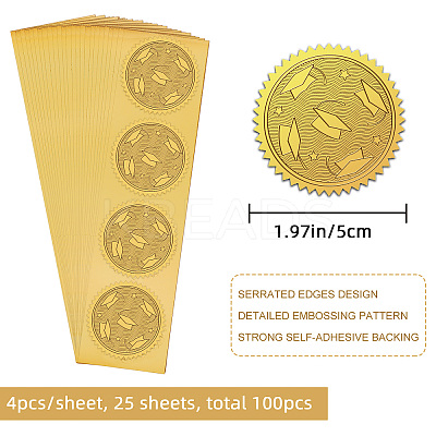Plastic Self Adhesive Gold Foil Embossed Stickers DIY-WH0211-343-1