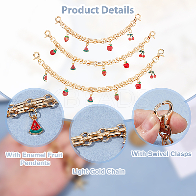 3Pcs Alloy Chain Short Bag Straps HJEW-HS00045-1