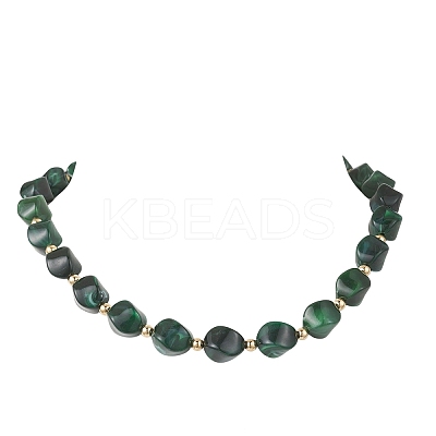 Two Tone Acrylic Twist Beaded Necklaces NJEW-JN05840-02-1