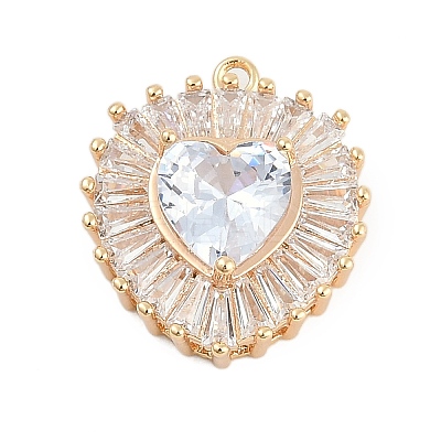 Brass Micro Pave Cubic Zirconia with Glass Pendants KK-Q026-20G-1