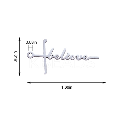 10Pcs Believe Cross Charm Pendant Cross Faith Charm Necklace Stainless Steel Pendant for Christian Religious Jewelry Gifts Making JX518A-1
