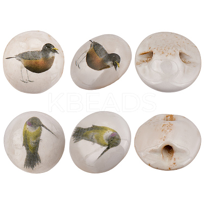 6Pcs 2 Colors Porcelain Buttons BUTT-OC0001-60-1