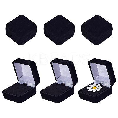 Square Velvet Badge Display Boxes CON-WH0095-172C-1
