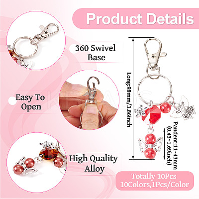 10Pcs Angel Alloy Keychains KEYC-TAC00046-1