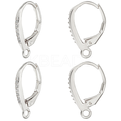 4Pairs Brass Micro Pave Clear Cubic Zirconia Leverback Earring Findings KK-BBC0021-97P-1