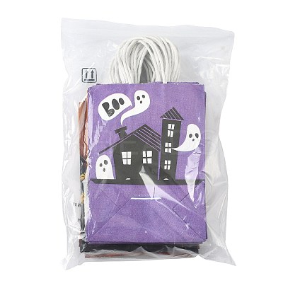 24Pcs 6 Styles Halloween Theme Kraft Paper Gift Bags with Handles CARB-FS0001-09-1