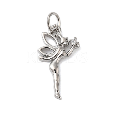 Rack Plating Brass & Clear Cubic Zirconia Pendants KK-S372-12P-1