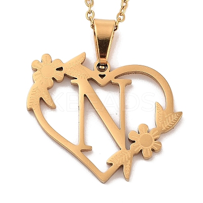 PVD Vacuum Plating 201 Stainless Steel Pendant Necklaces NJEW-R267-02N-G-1
