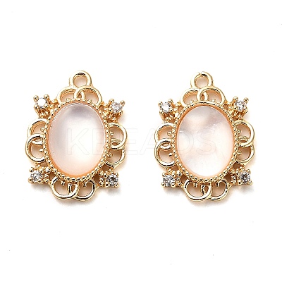 Brass Micro Pave Cubic Zirconia Charms KK-F870-04G-1
