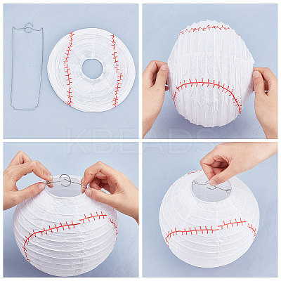 Football-shaped Paper Lantern Set DIY-WH0259-39-1