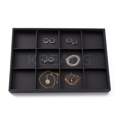 Stackable Wood Display Trays Covered By Black Leatherette X-PCT106-1
