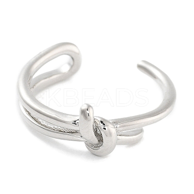 Bowknot Rack Plating Brass Open Cuff Rings RJEW-Z059-17P-1
